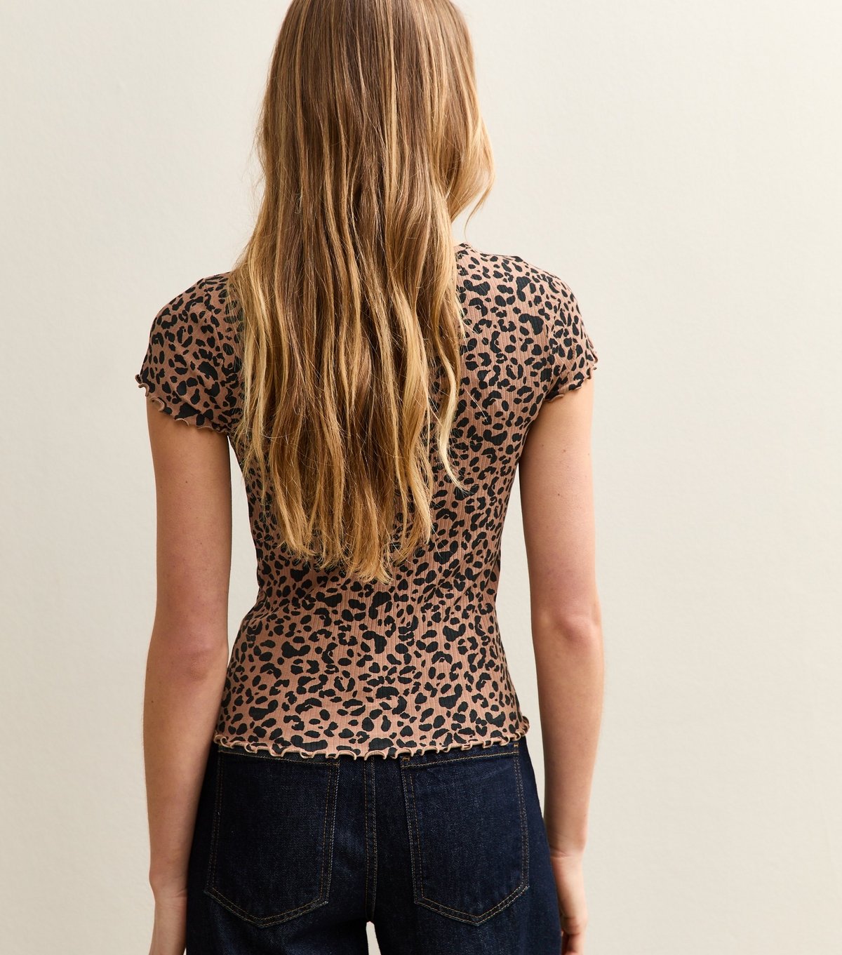 New Look Women's Brown Leopard Print Cap Sleeve T-Shirt New Look - 4