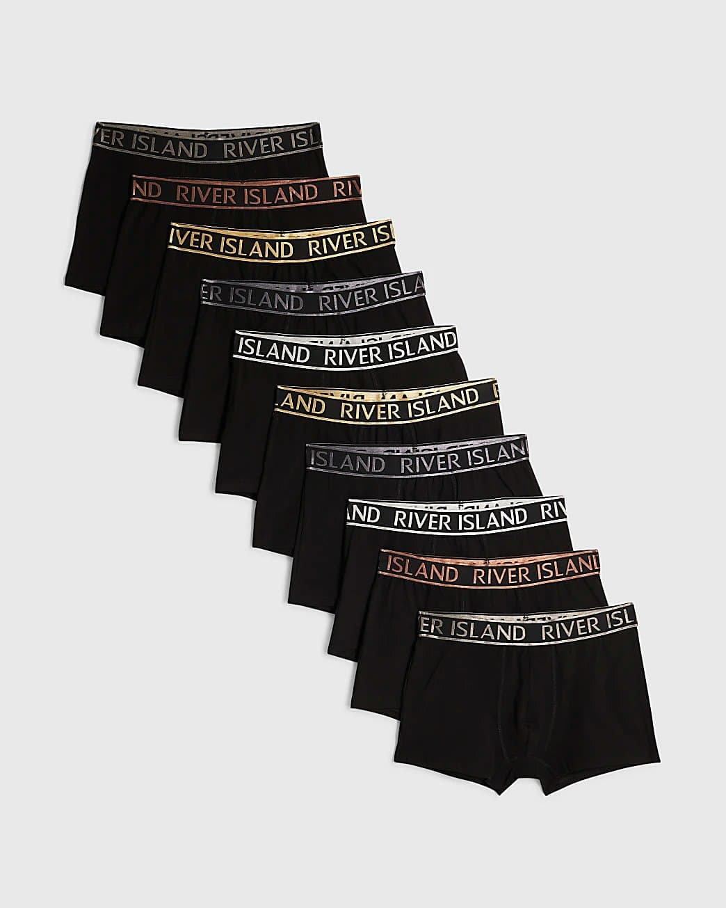 River Island Mens River Island Black Metallic Ri Pack Of 10 Trunks