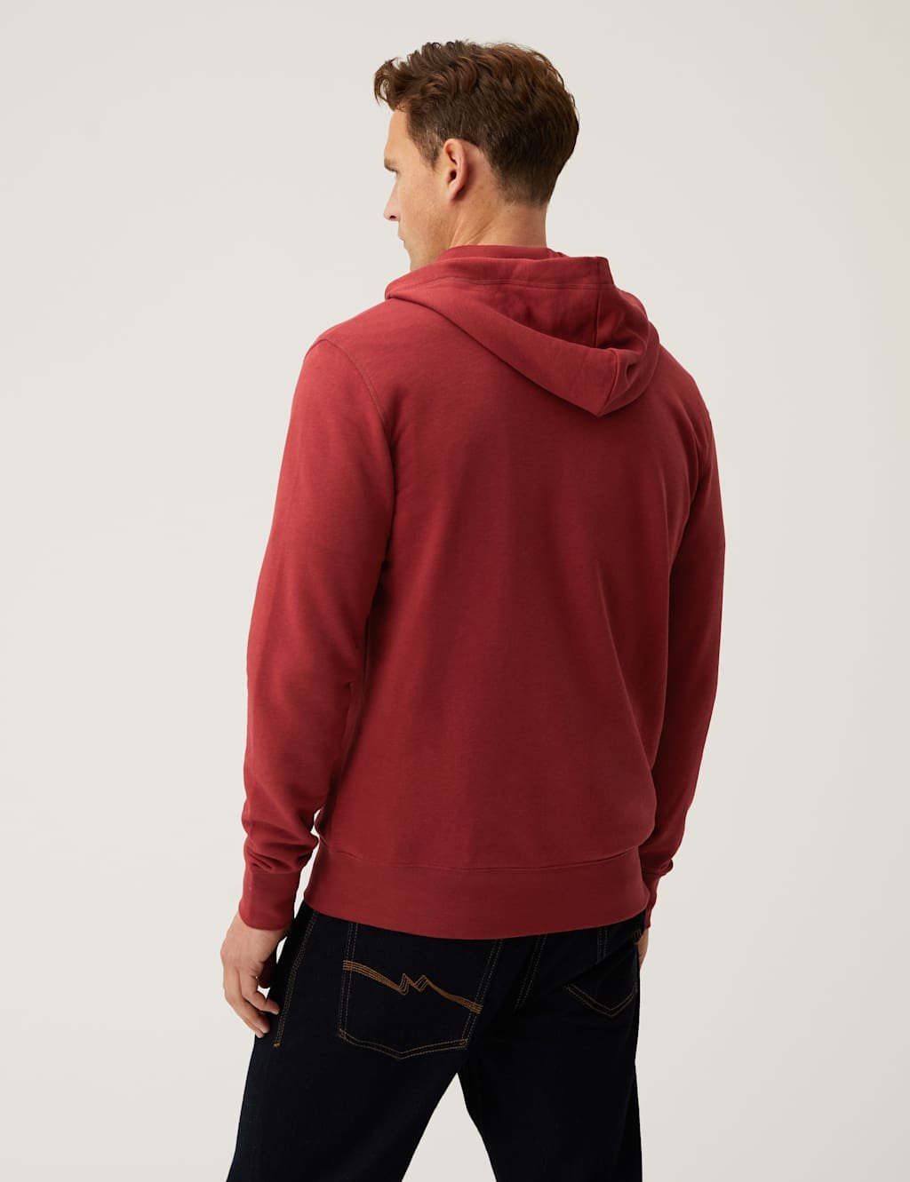 Marks & Spencer M&S Cotton Rich Zip Up Hoodie Russet - 4