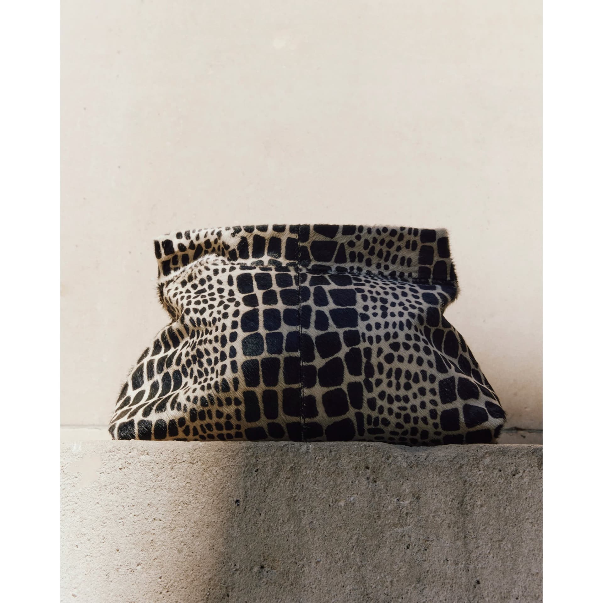 River Island River Island Womens Black Animal Print Hair On Leather Clutch Bag