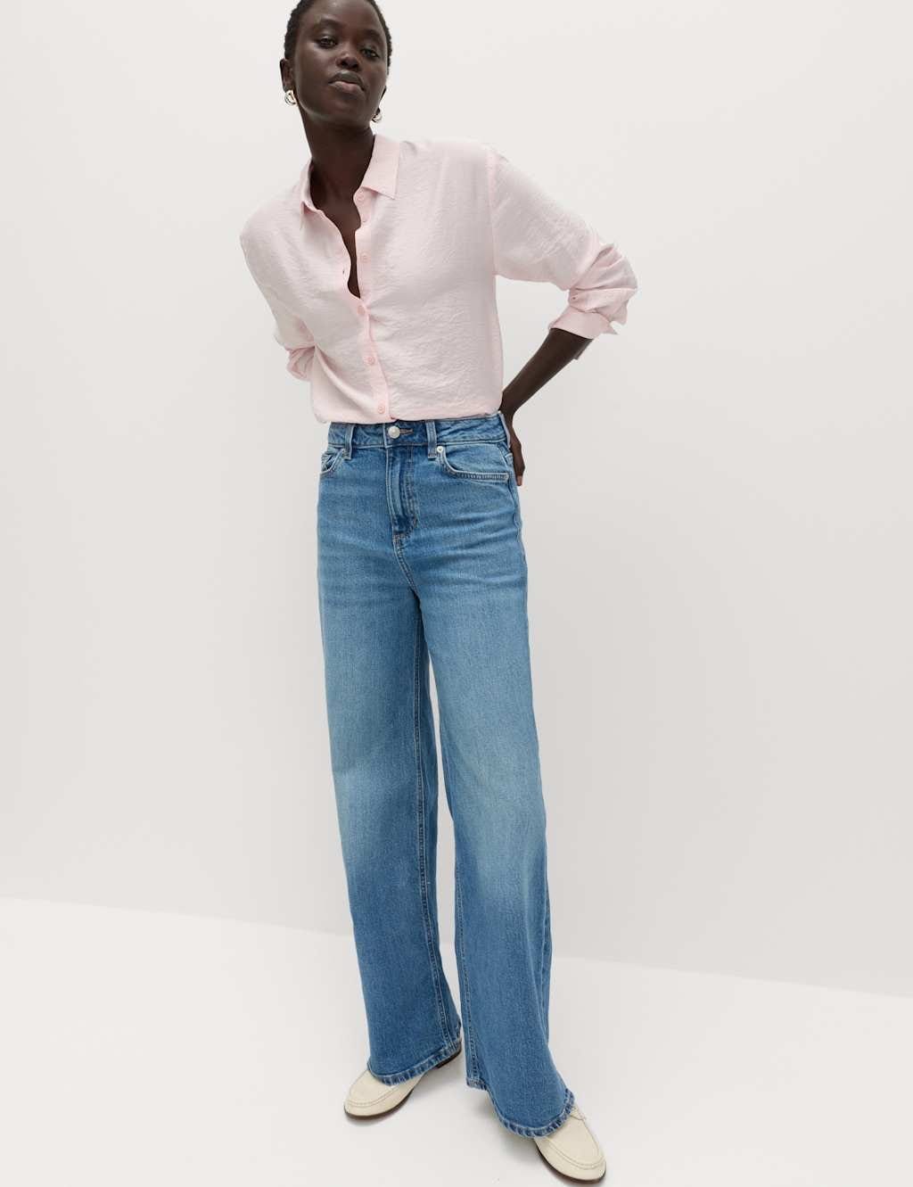 Marks & Spencer M&S The Wide-Leg Jeans Mid Blue - 1