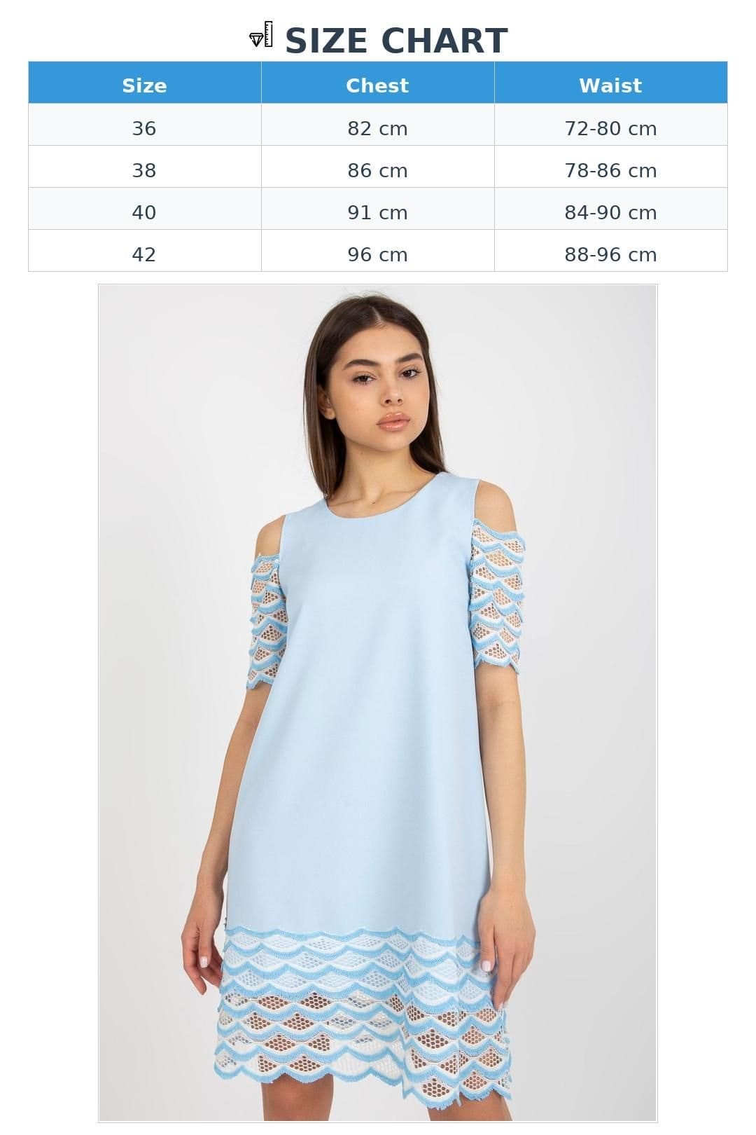 Love Lace Love Lace Women's Cocktail Dress with Openwork Short Sleeves in Blue - 4