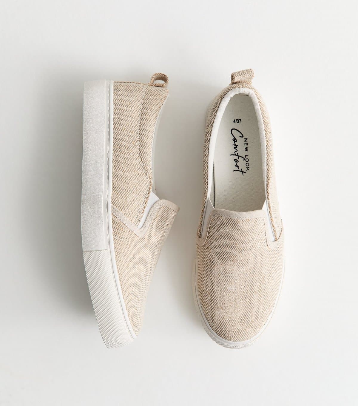 New Look New Look Off White Linen Look Canvas Slip On Trainers