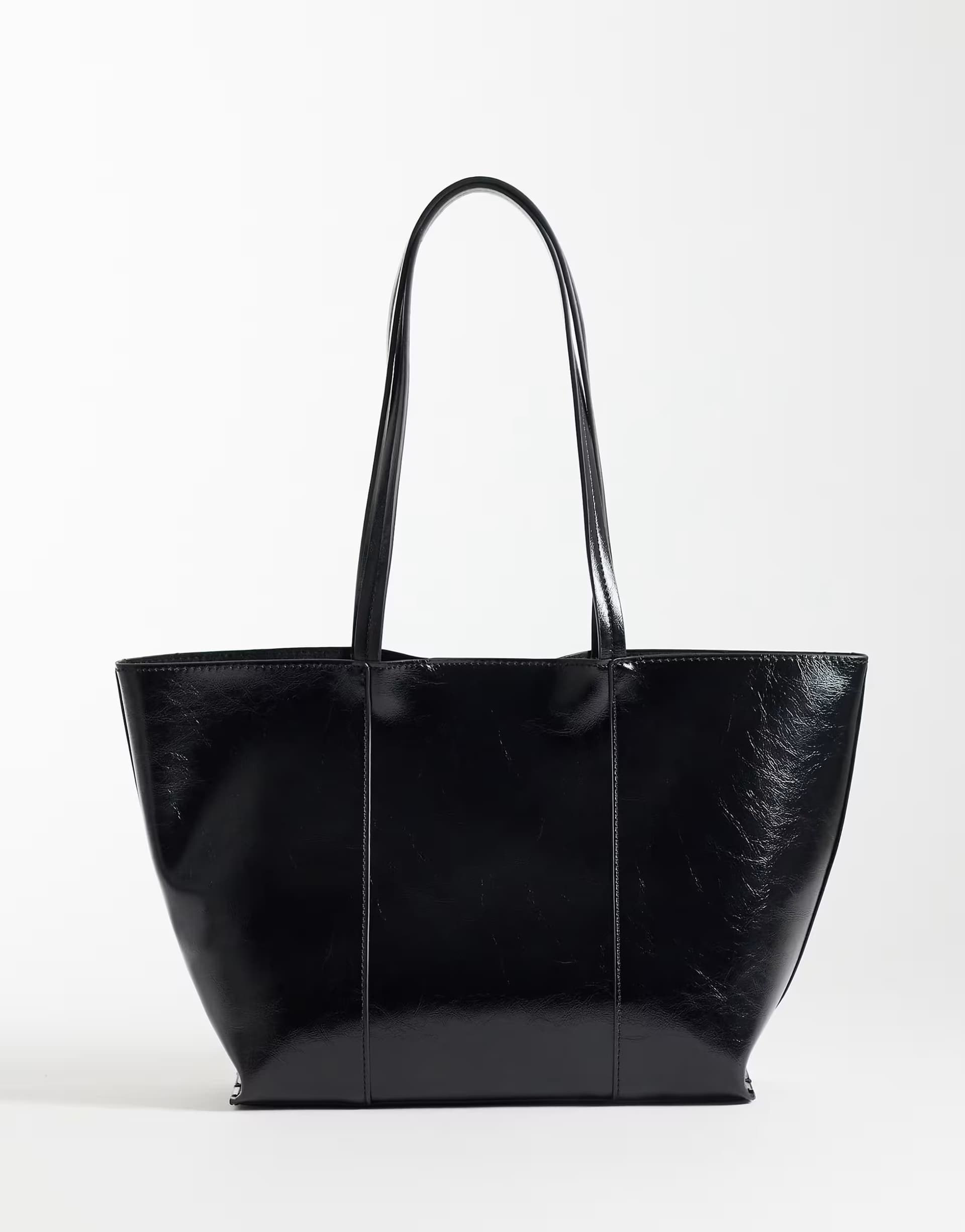 ASOS Mango classic faux leather tote bag in black