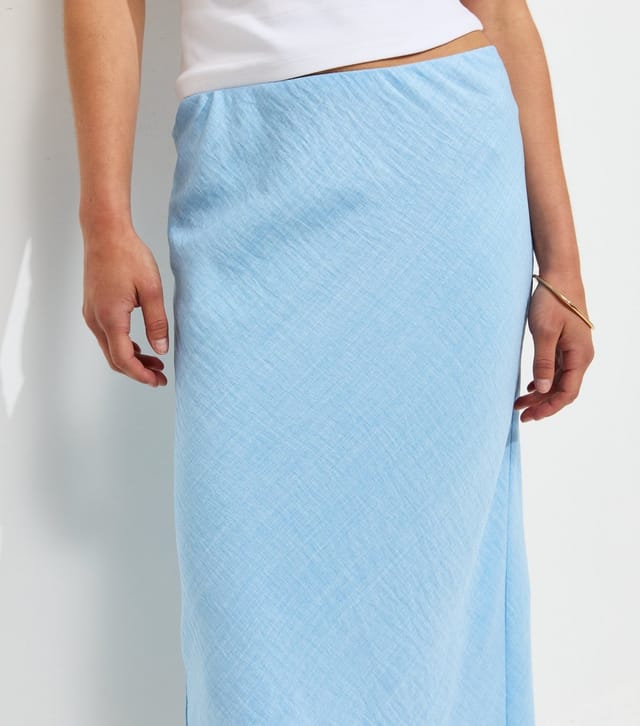 New Look Women's Petite Light Blue Woven Lace Trim Midi Skirt New Look - 2