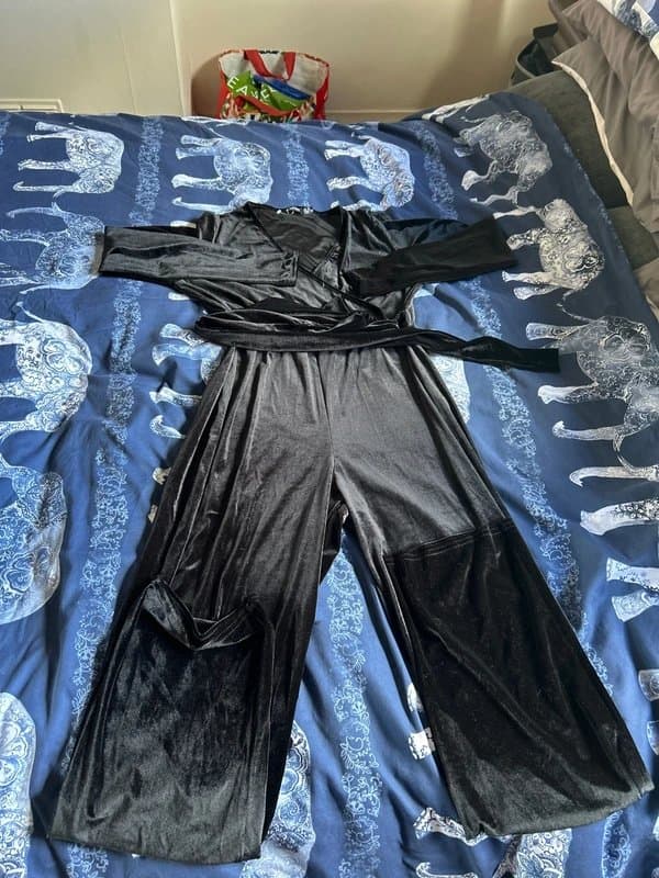 ASOS Black velvet bootleg jumpsuit ASOS