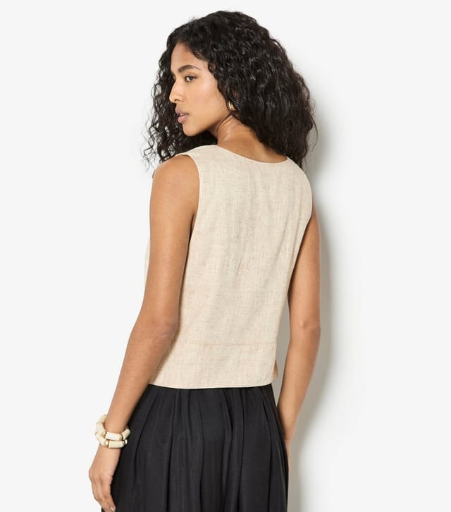 Apricot Women's Stone Linen Rich Tie Front Waistcoat Apricot New Look - 2