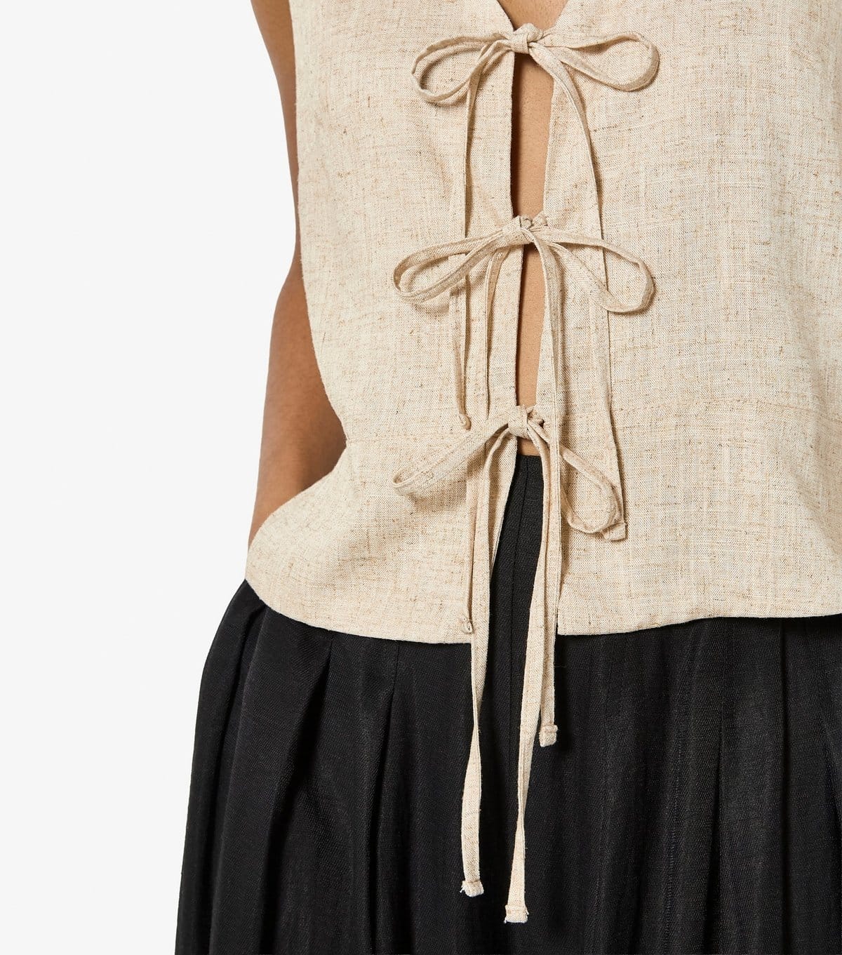Apricot Women's Stone Linen Rich Tie Front Waistcoat Apricot New Look - 4
