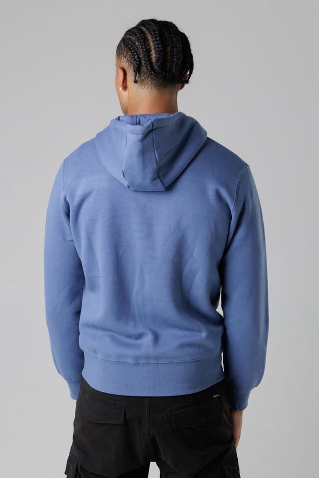 Firetrap Firetrap Men's Regular Fit Cotton Rich Zip Through Hoody with Drawstring in Mid Blue - 2