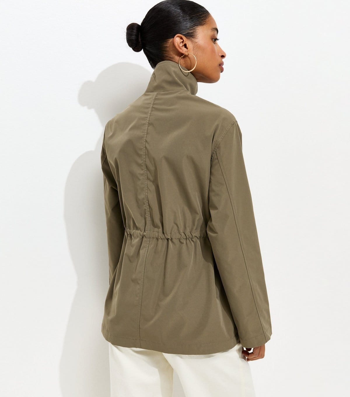 New Look Women's Light Khaki Cinched Waist Funnel Neck Jacket New Look - 4