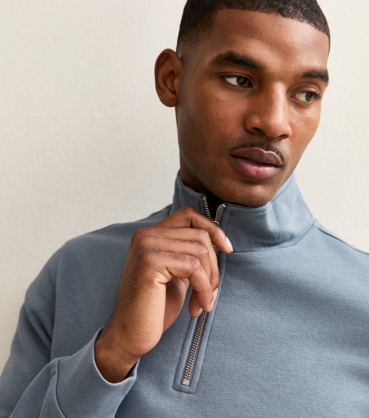 New Look Men's Light Grey Regular Quarter Zip Sweatshirt New Look - 2