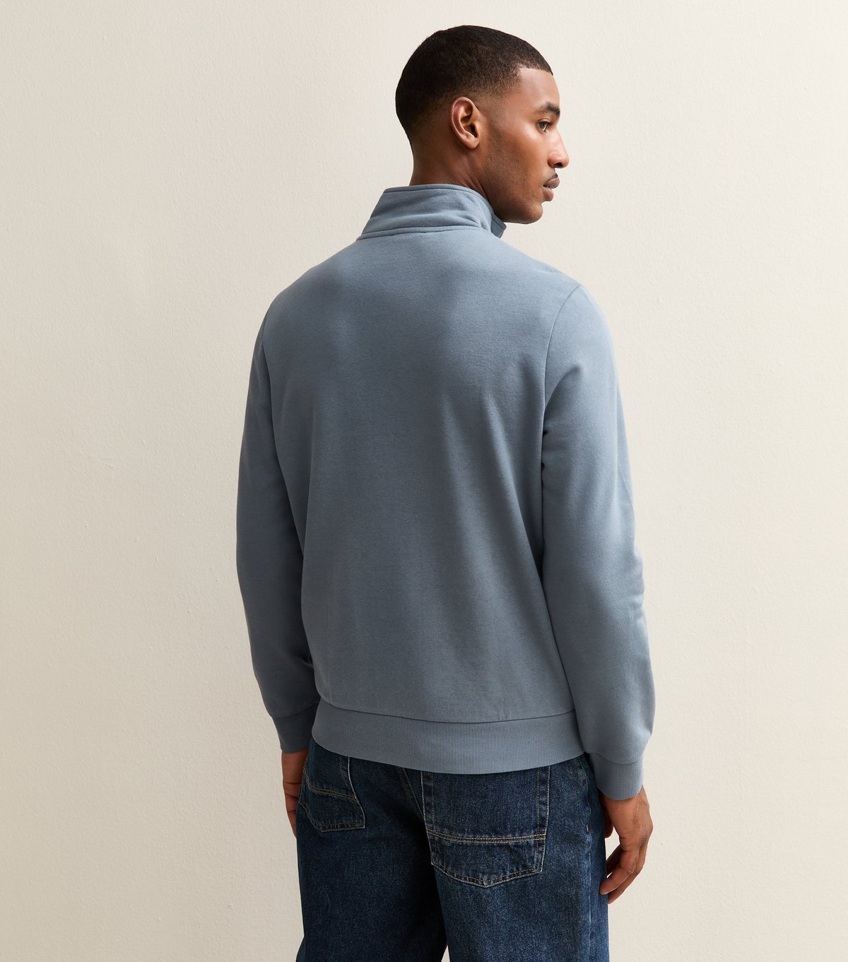 New Look Men's Light Grey Regular Quarter Zip Sweatshirt New Look - 4