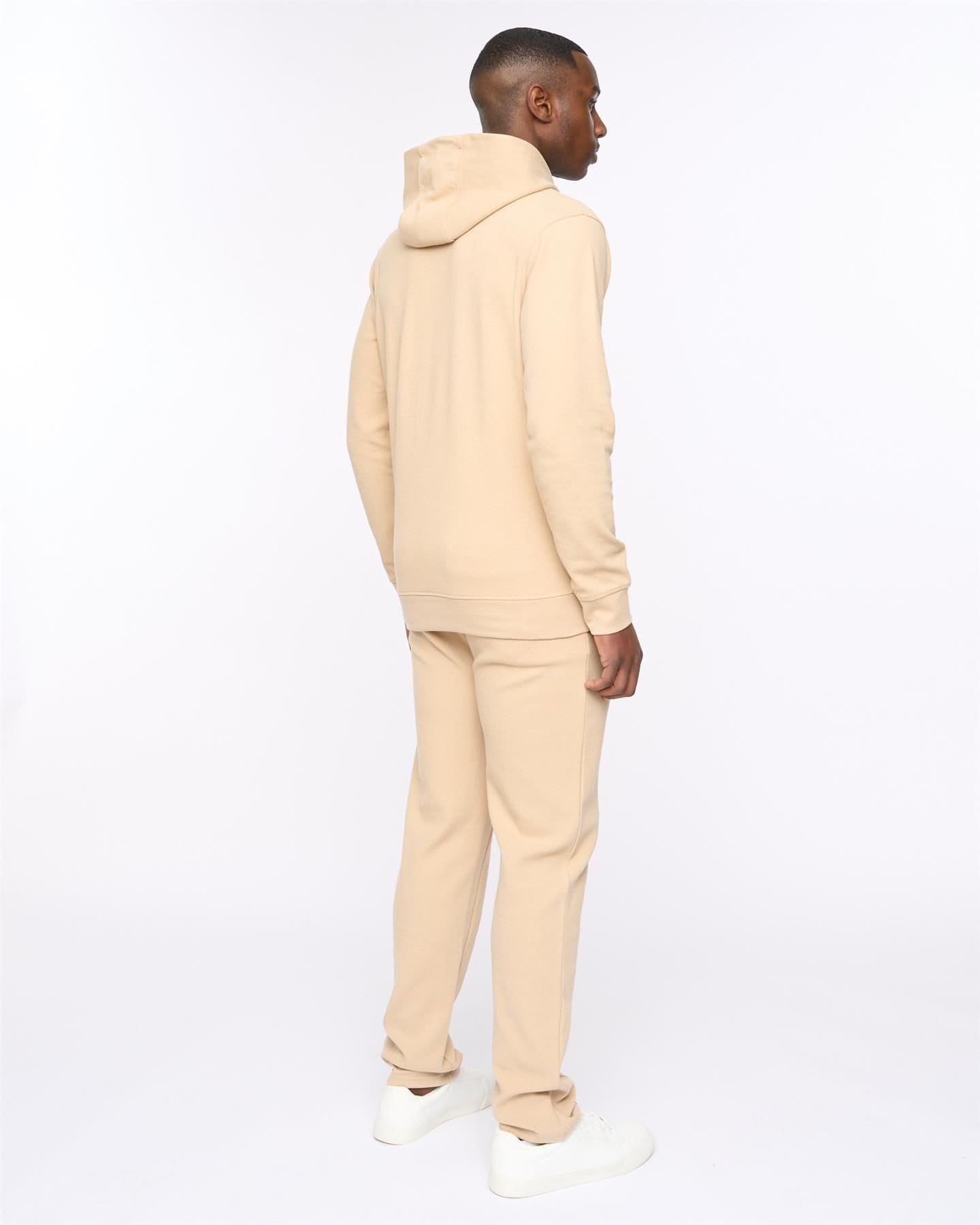 Duck&Cover Duck&Cover Men's Hannings Men's Premium Stretch Fleece Hoodie - Raised Ink Graphic with Technical Cut & Sew Panels in Stone - 4