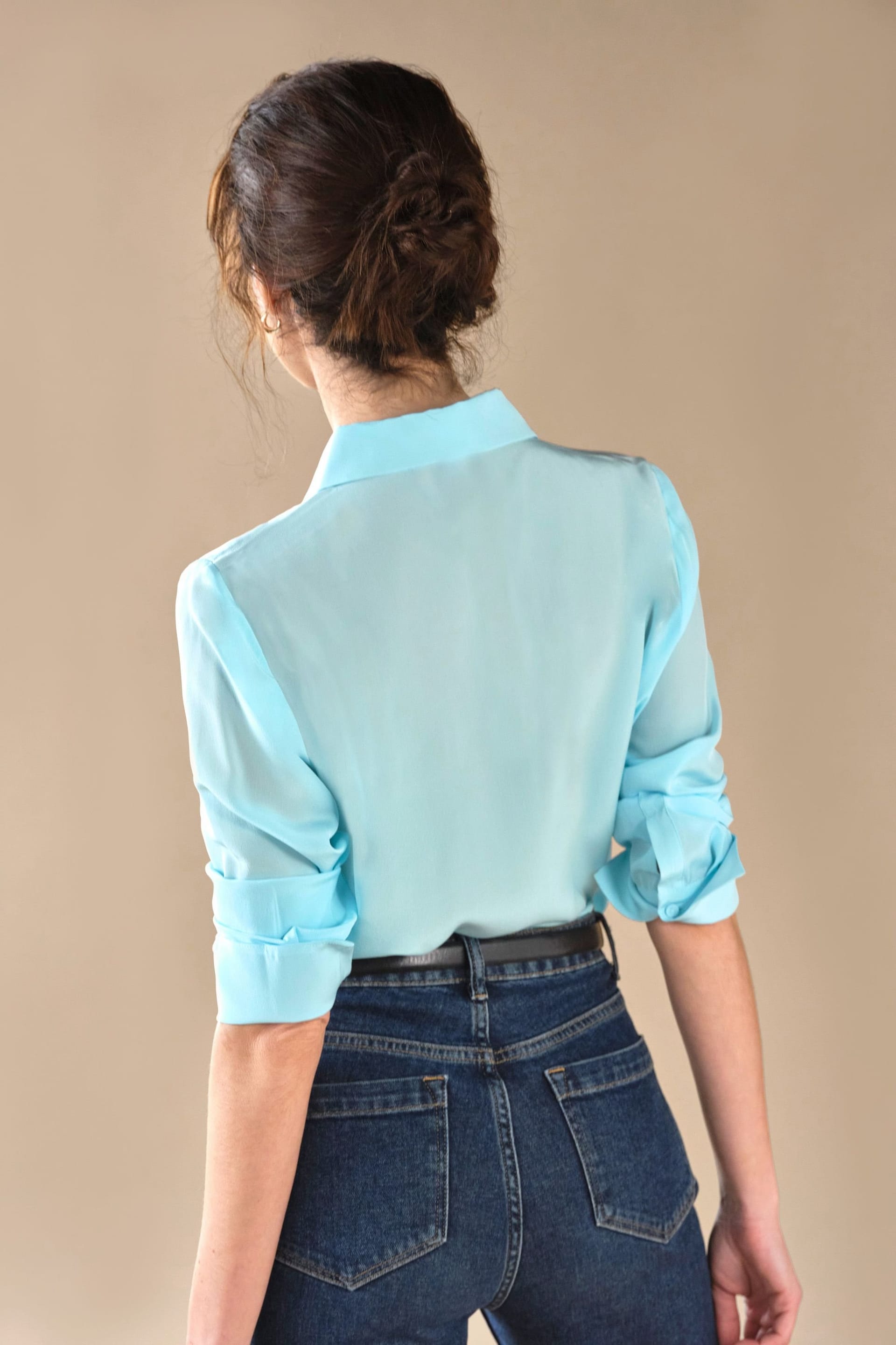Pure Collection Pure Collection Women's Pure Washed Silk Shirt in Pale Blue - 4