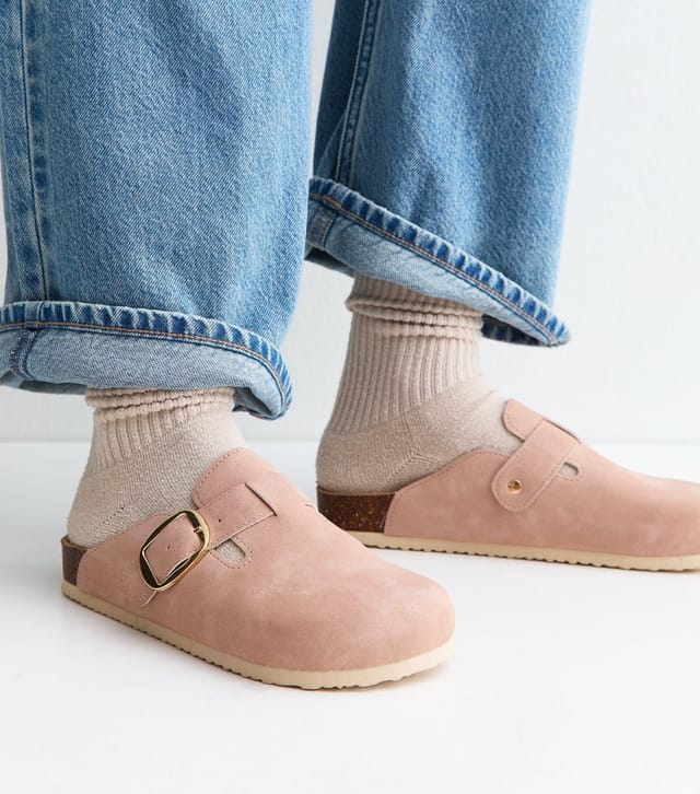 New Look Women's Light Pink Faux Brushed Leather Clogs Vegan New Look - 2