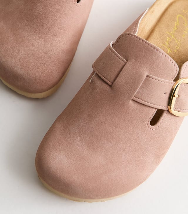 New Look Women's Light Pink Faux Brushed Leather Clogs Vegan New Look - 3