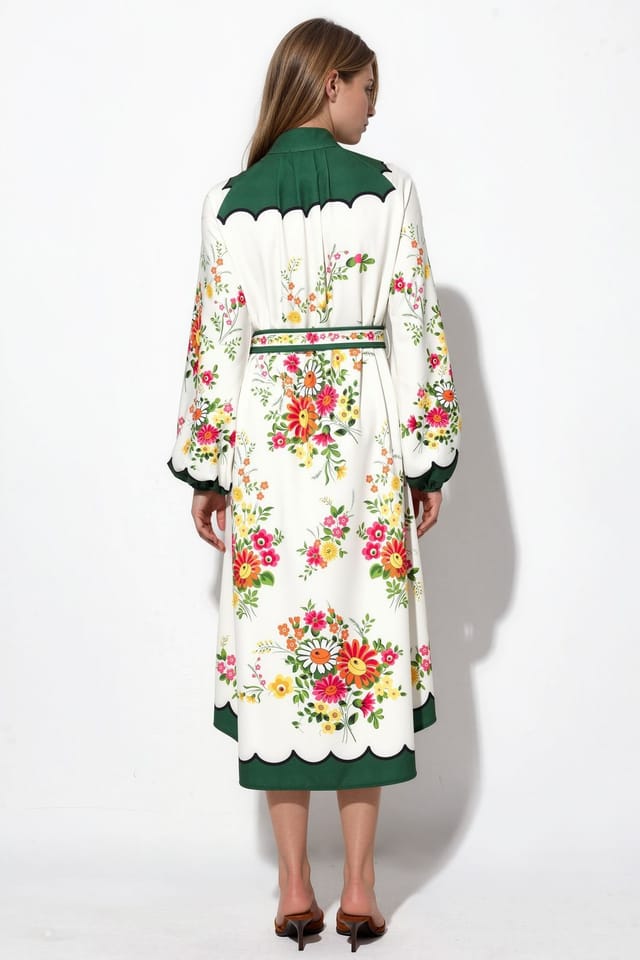 MSN Collection MSN Collection Women's Floral Belted Midi Shirt Dress - 3