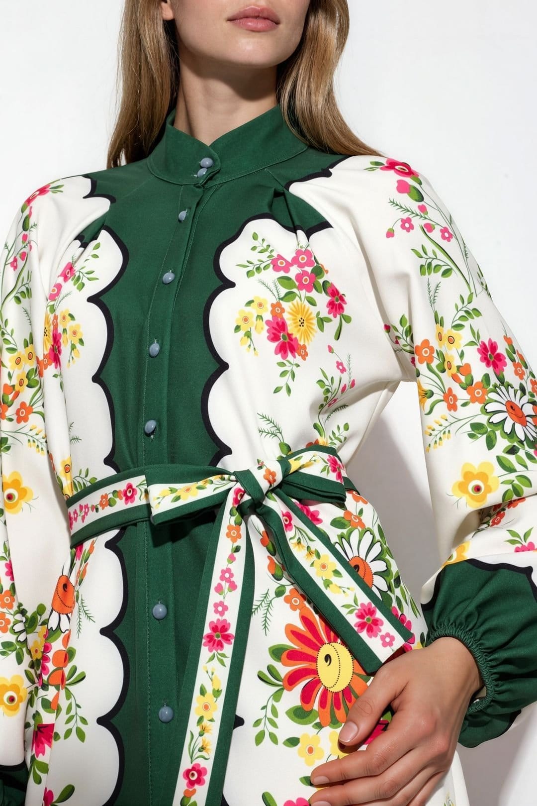 MSN Collection MSN Collection Women's Floral Belted Midi Shirt Dress - 4