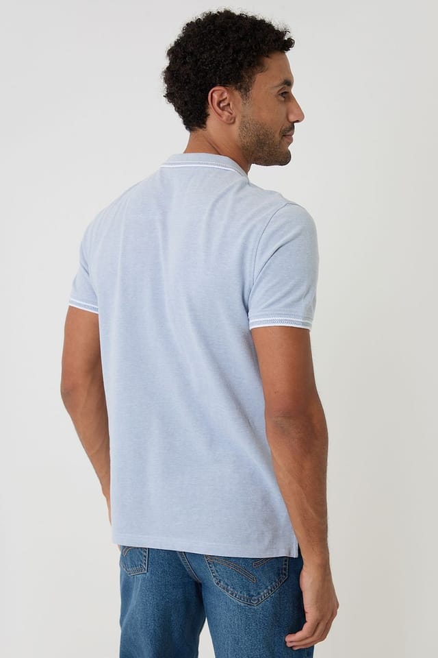 Threadbare Threadbare Men's Two Tone Cotton Pique Polo Shirt in Pale Green - 2