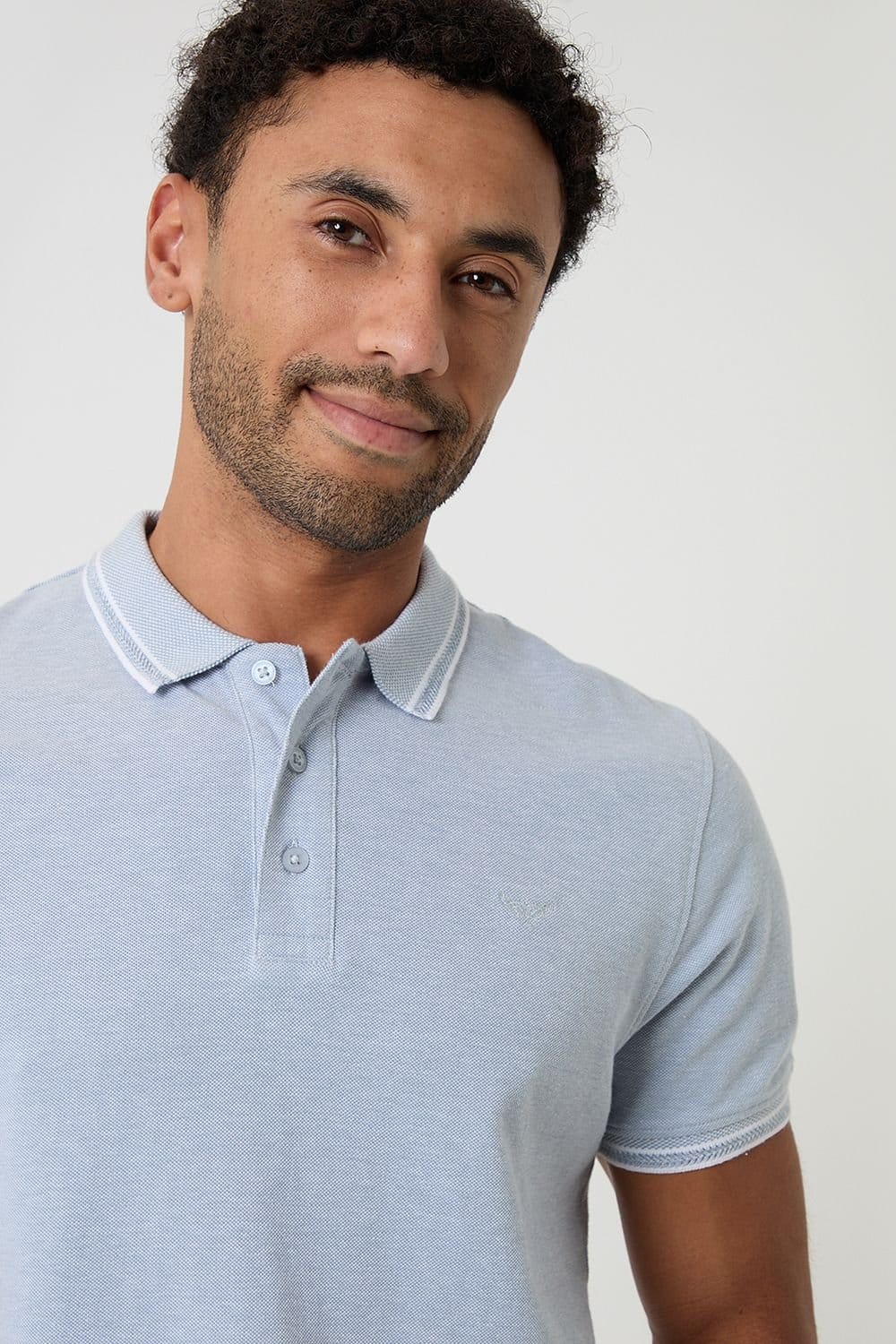 Threadbare Threadbare Men's Two Tone Cotton Pique Polo Shirt in Pale Green - 4