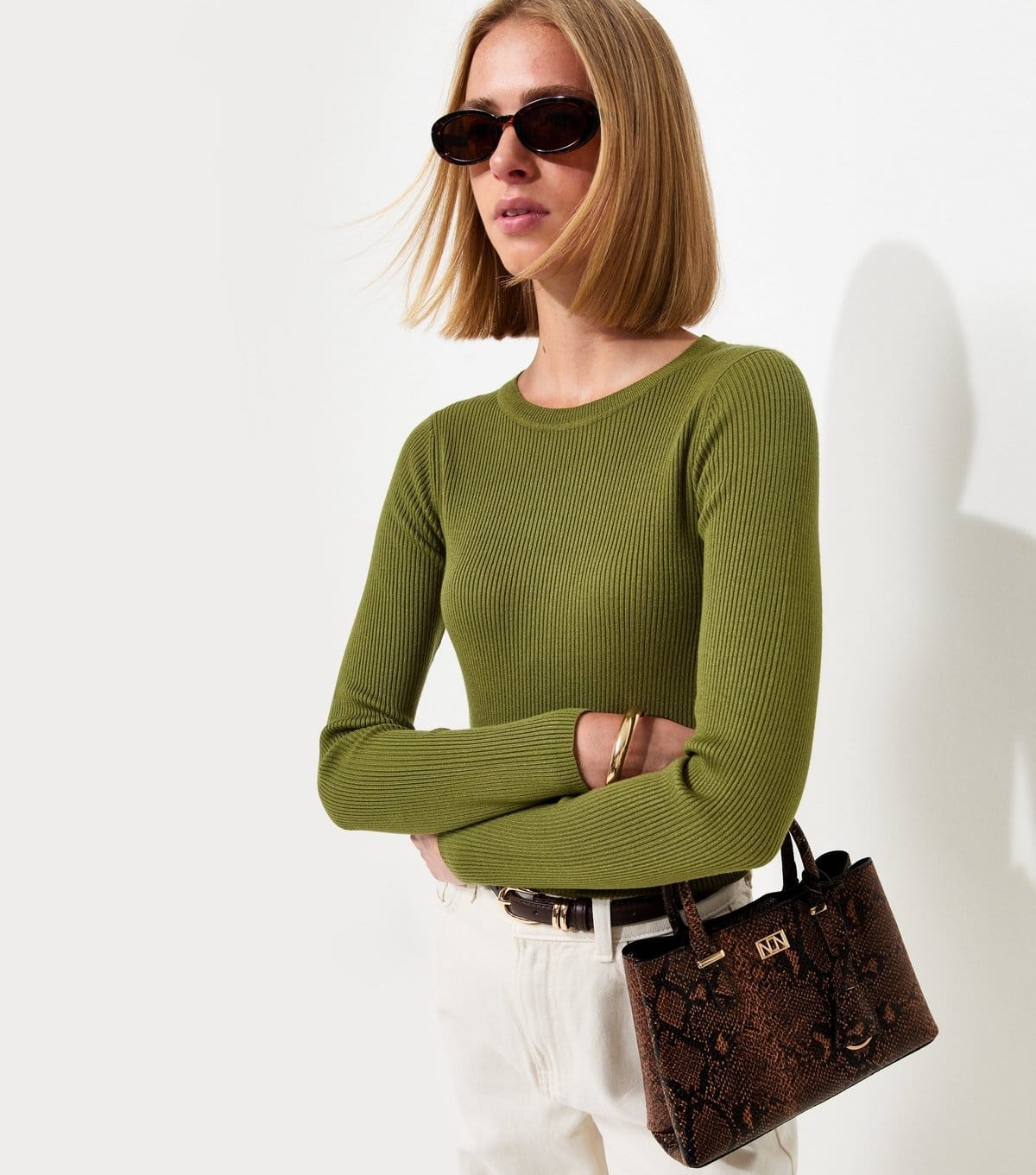 Women's Bright Green Ribbed Lightweight Crew Neck Jumper New Look