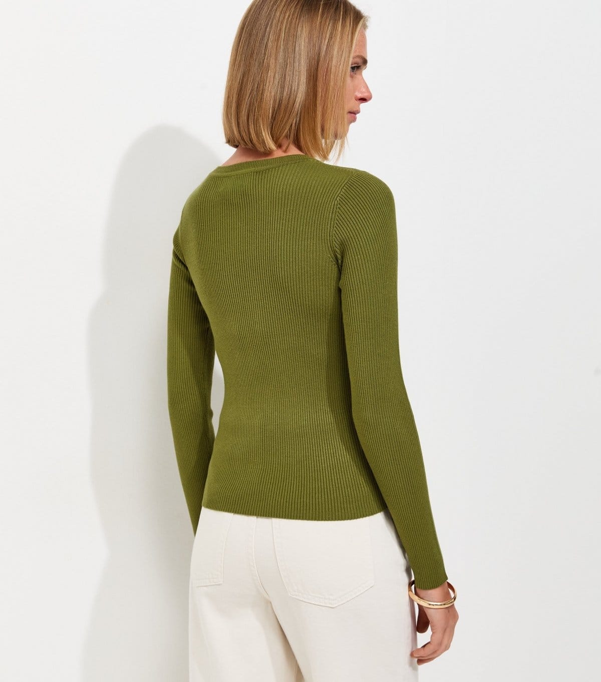 New Look Women's Bright Green Ribbed Lightweight Crew Neck Jumper New Look - 4