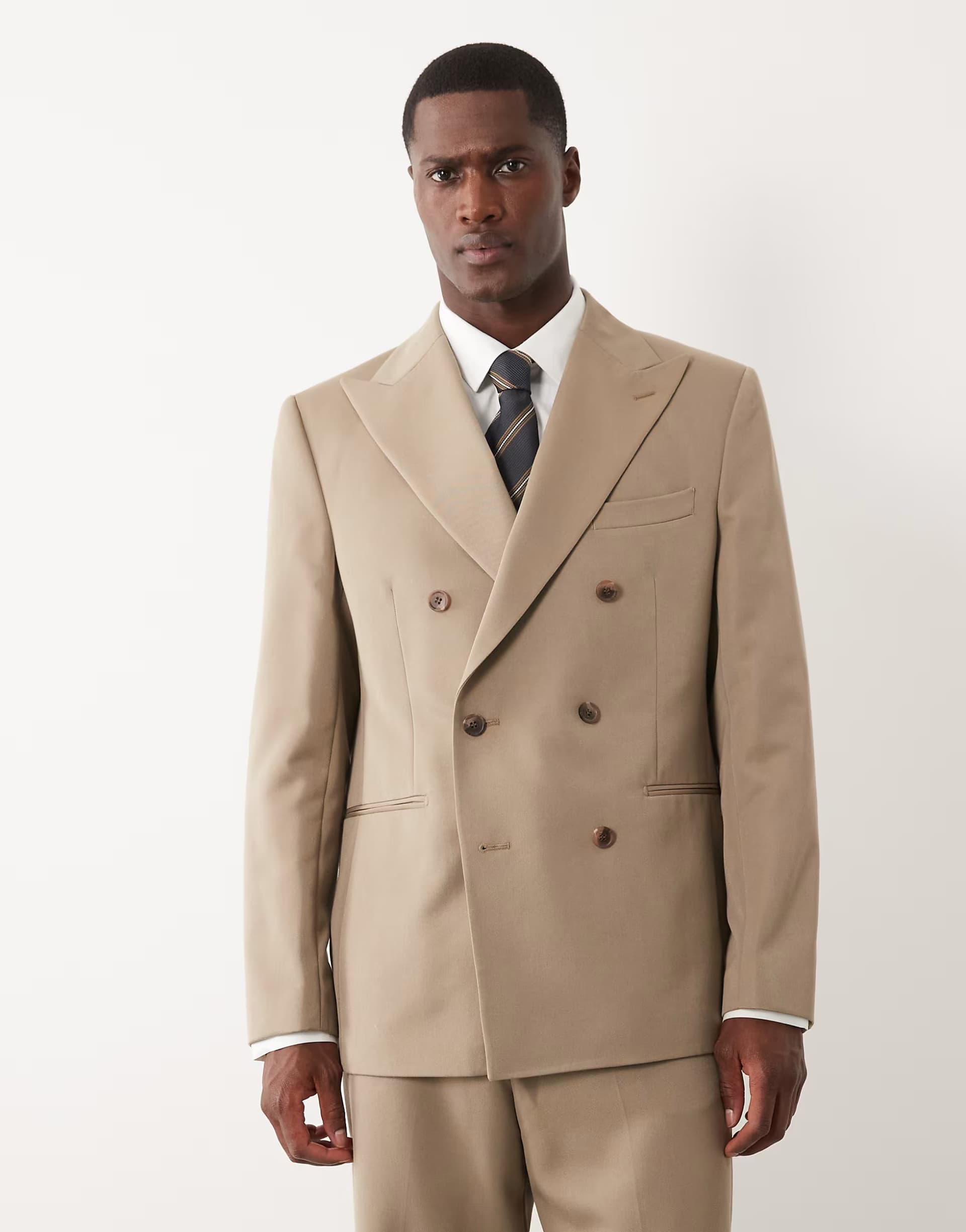 ASOS ASOS Beige Double Breasted Suit Jacket