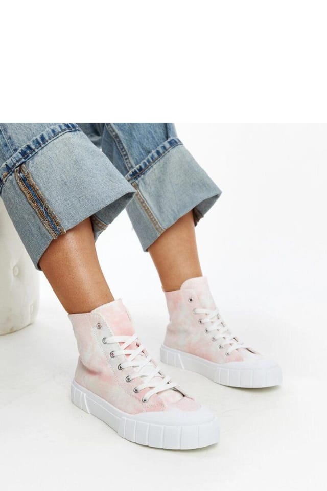 Love Lace Love Lace Women's Raissa High Top Textile Sneakers with White Rubber Sole in Pink - 2