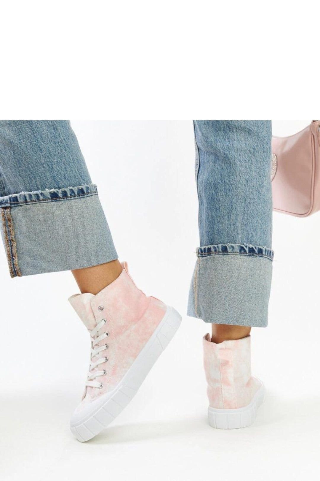 Love Lace Love Lace Women's Raissa High Top Textile Sneakers with White Rubber Sole in Pink - 4