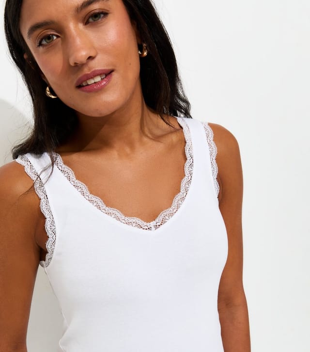 New Look Women's Maternity White Lace Trim Vest Top New Look - 2