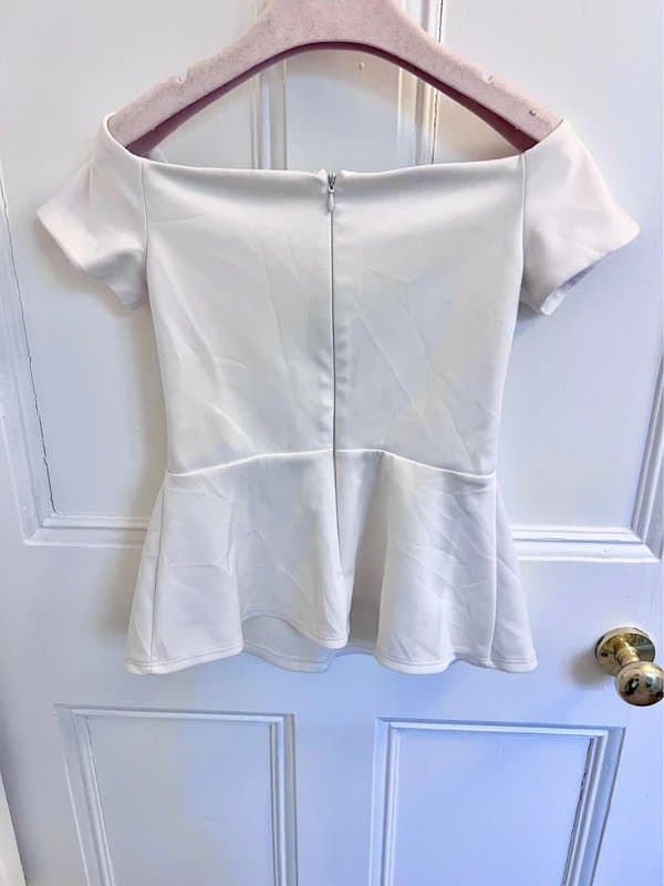 River Island River island white lapel off the shoulder Bardot peplum top size 8