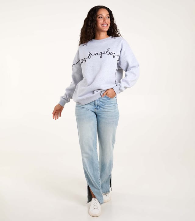 Blue Vanilla Women's Pale Grey LA Logo Sweatshirt Blue Vanilla New Look - 2