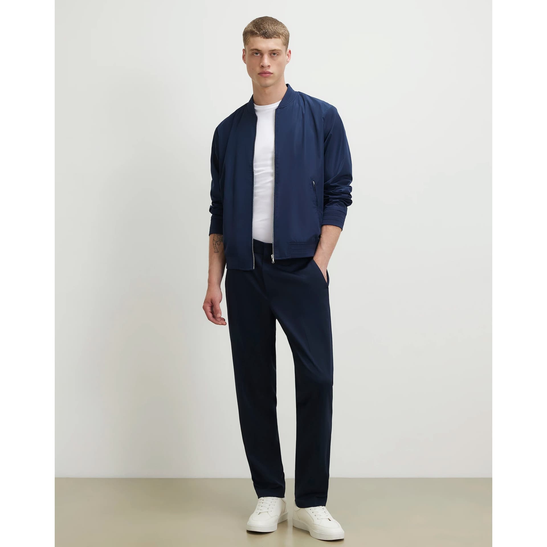 River Island Mens River Island Navy Slim Fit Textured Suit Trousers