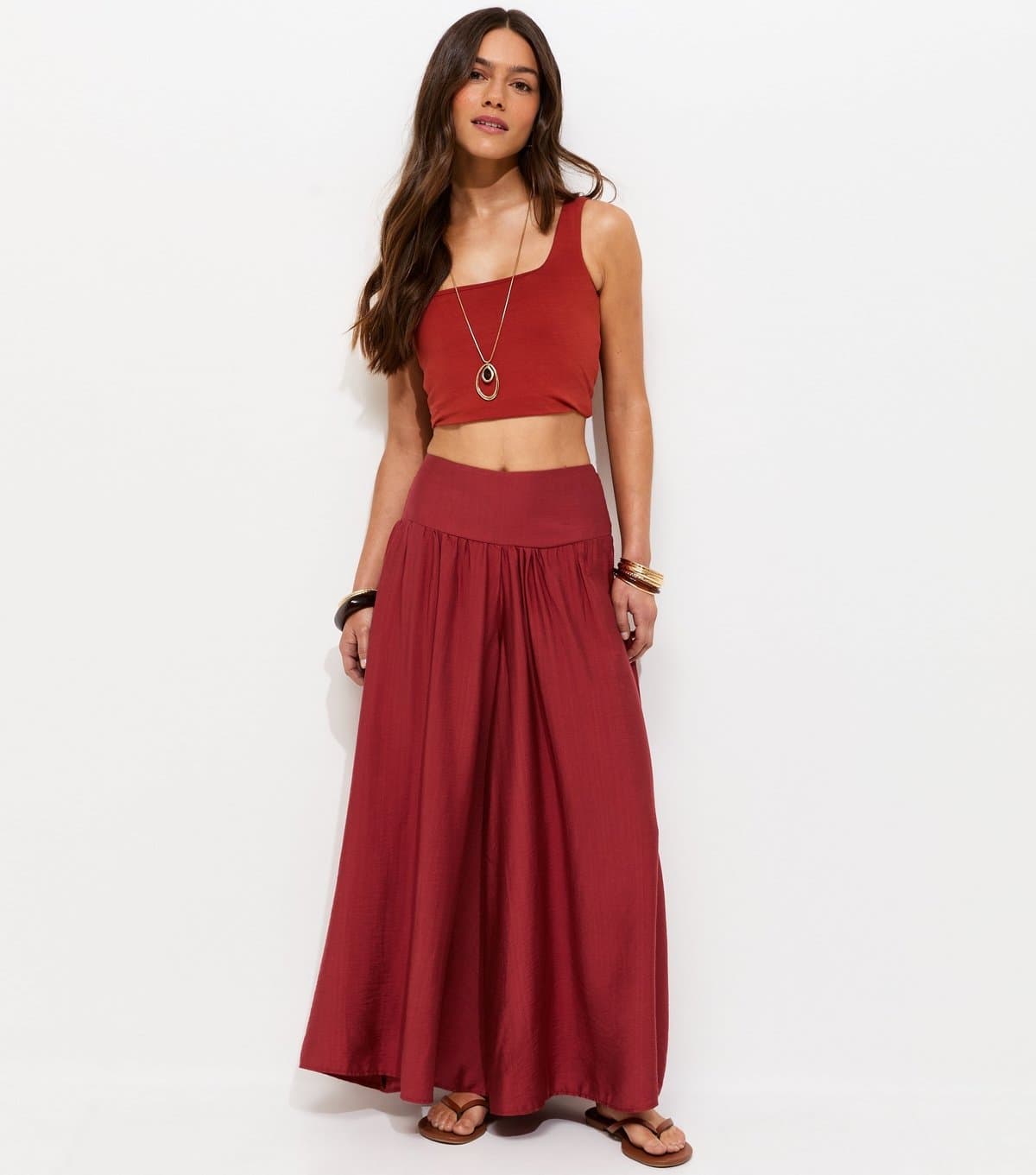 New Look Women's Petite Rust Palazzo Wide Leg Trousers New Look