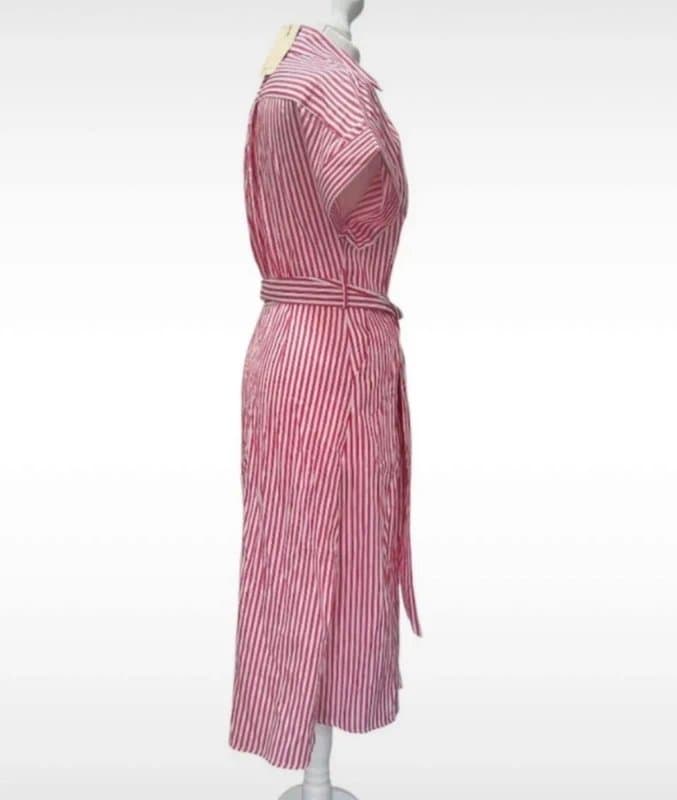 Reserved Reserved Striped Summer Dress Size 8 Red & White Holiday Date Night Office Party Midi