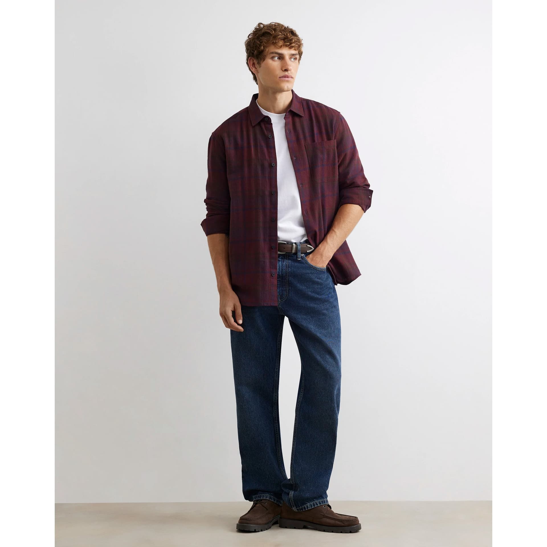 River Island Mens River Island Red Regular Fit Cotton Check Shirt