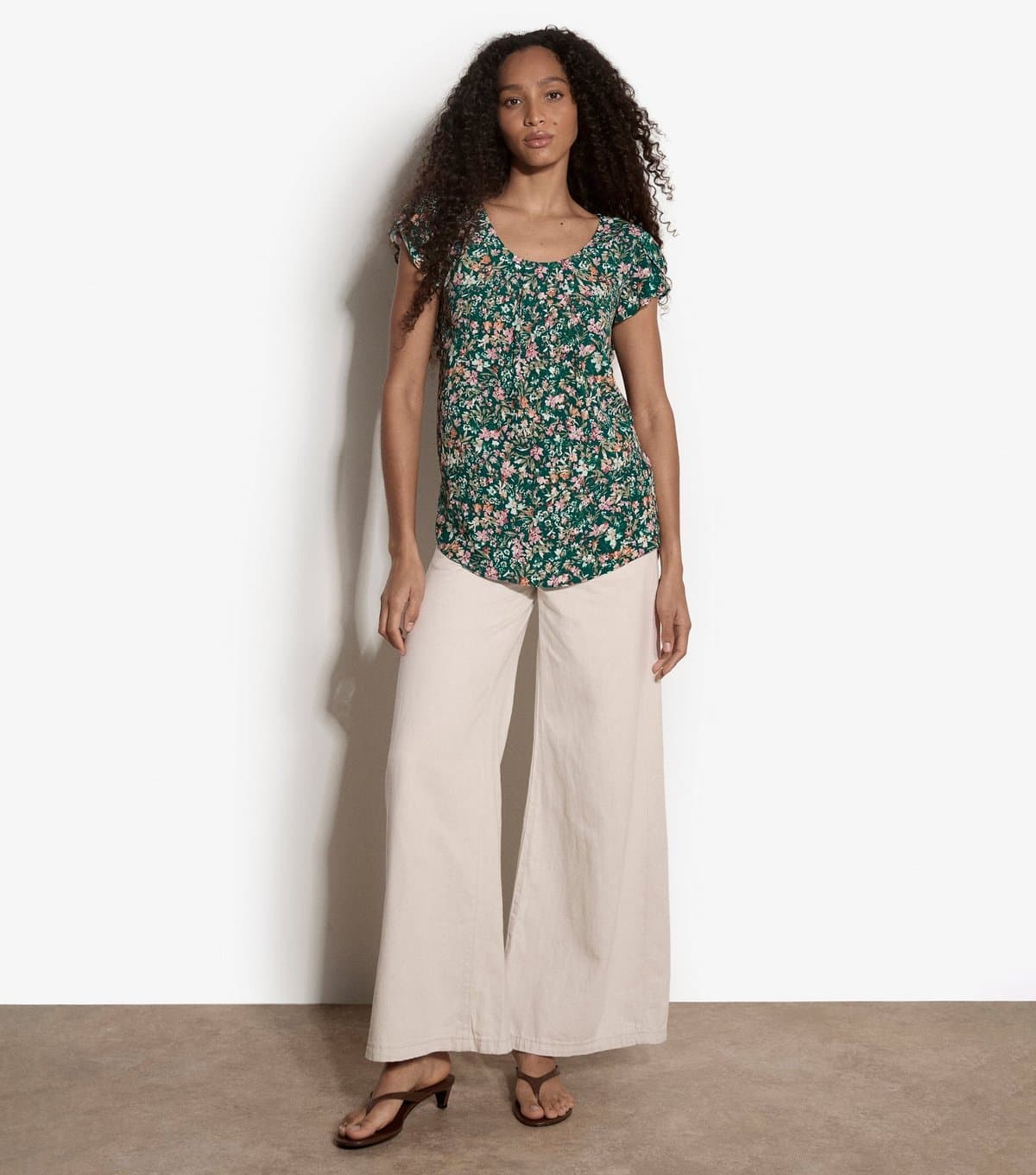 Apricot Women's Green Ditsy Floral Print Top Apricot New Look