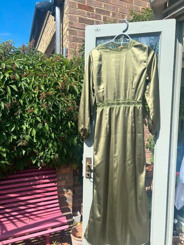 Never Fully Dressed Never Fully Dressed green satin dress