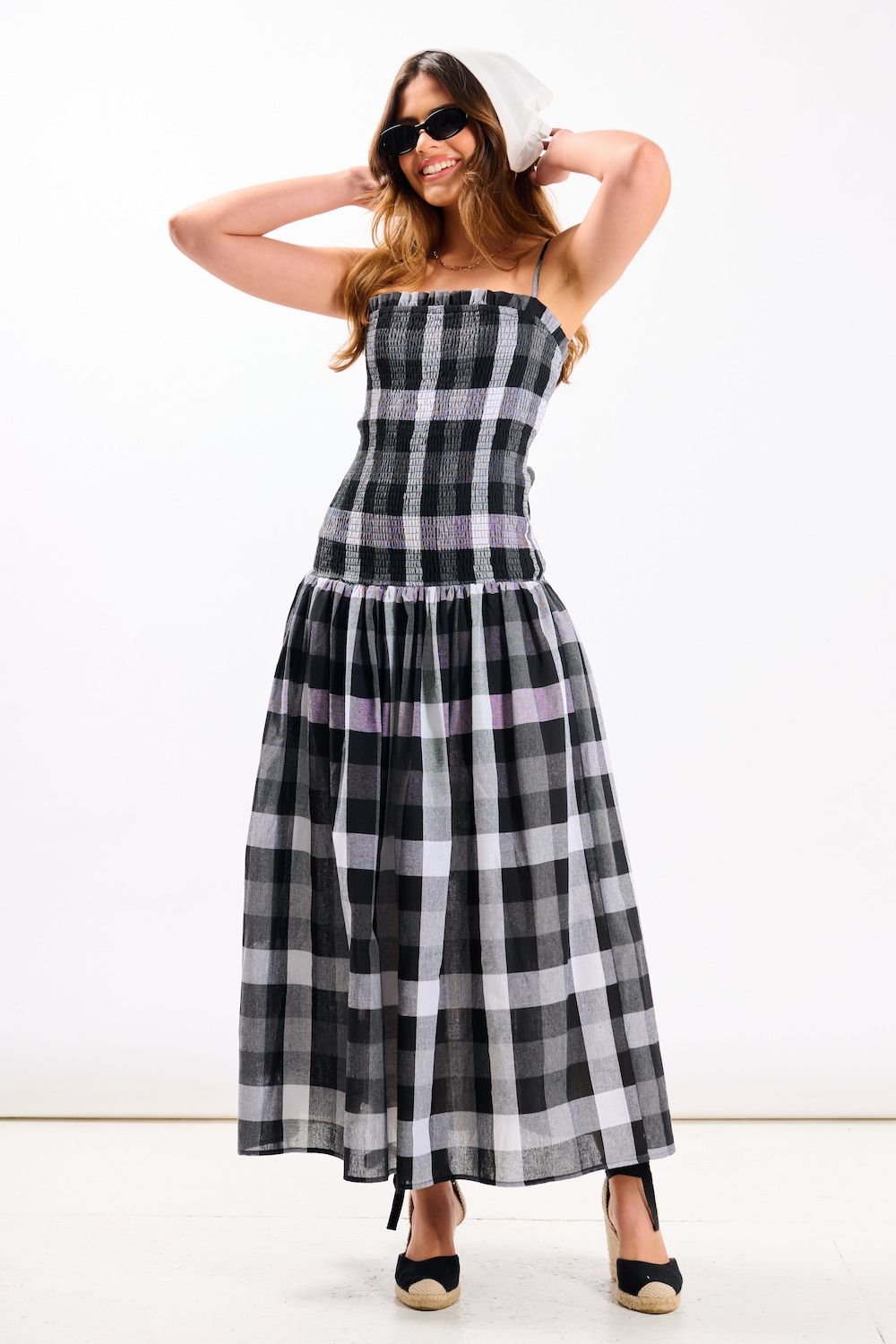 Needs No Label Needs No Label Women's Black Check Drop Waist Midi Dress - 3