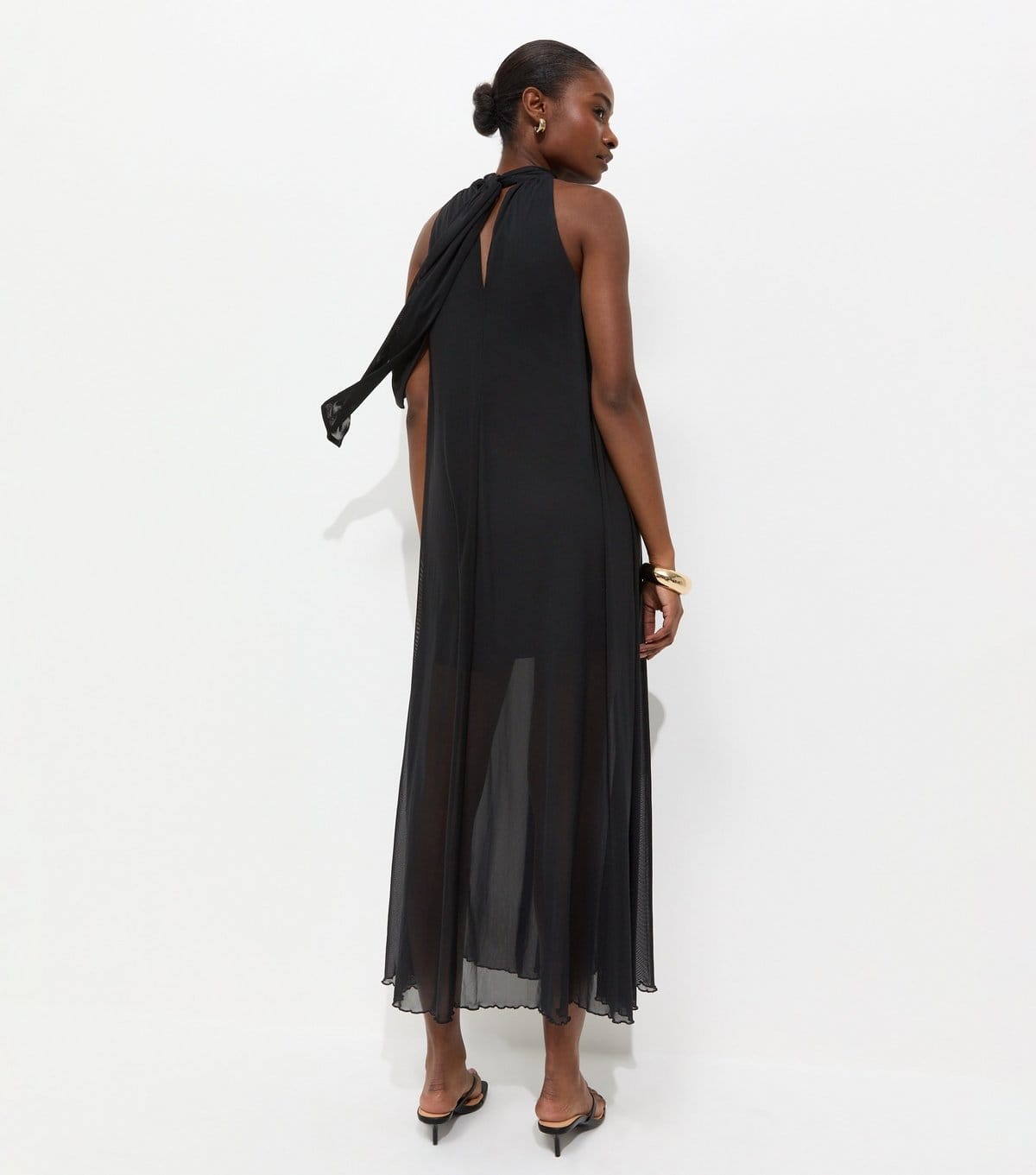 New Look Women's Black Mesh Halter Neck Midaxi Dress New Look - 4