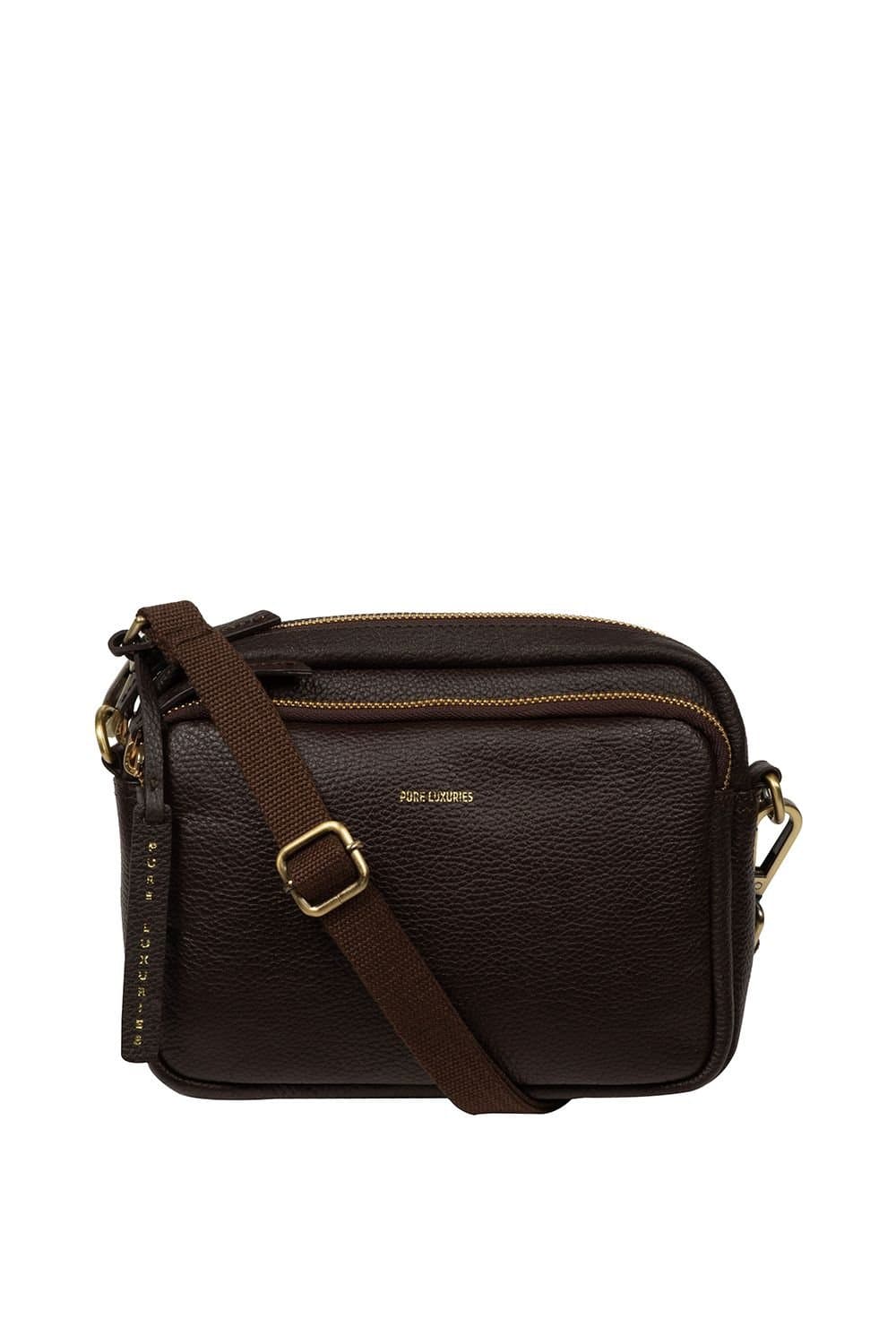 Pure Luxuries London Pure Luxuries London Dark Brown Leather Cross Body Bag