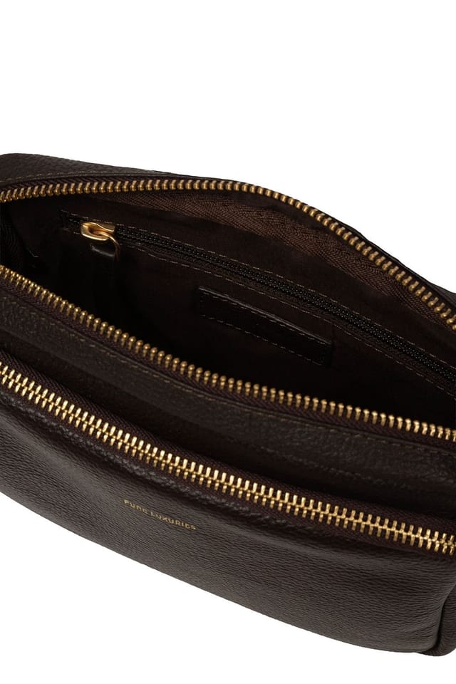 Pure Luxuries London Pure Luxuries London Women's 'Eris' Leather Cross Body Bag in Dark Brown - 3