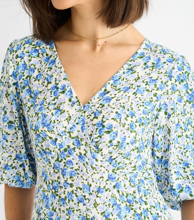 Gini London Women's Blue Floral Print Midi Dress Gini London New Look - 2