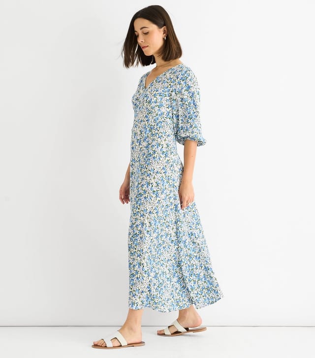 Gini London Women's Blue Floral Print Midi Dress Gini London New Look - 3