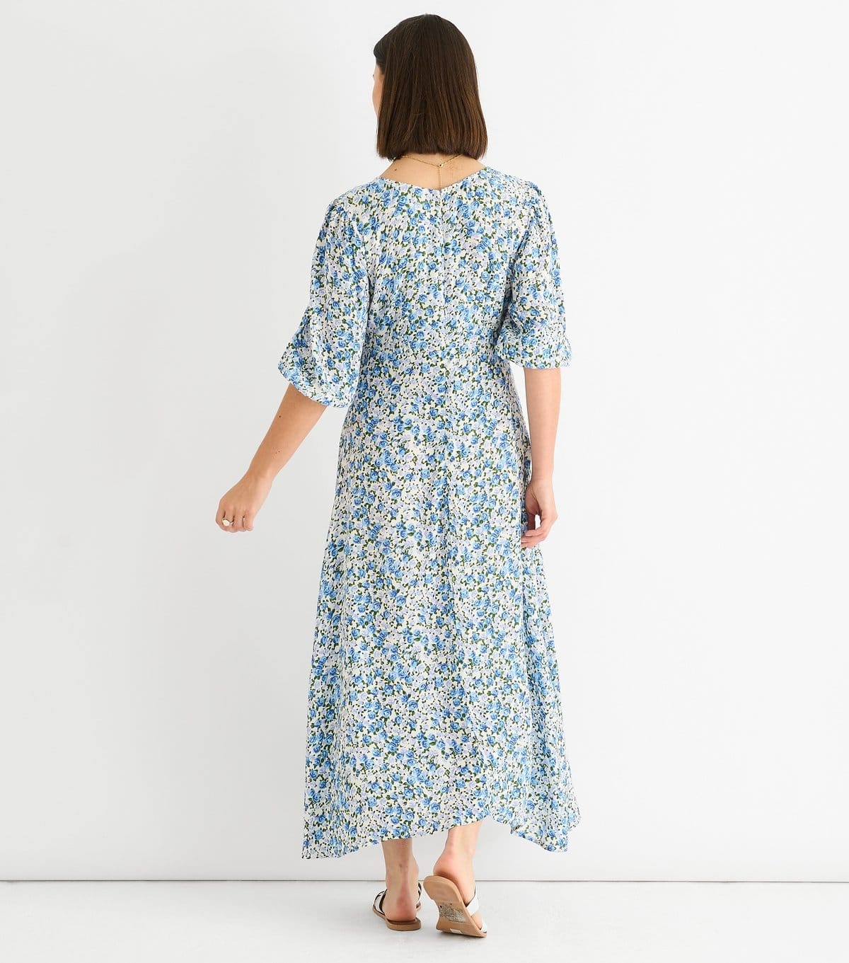 Gini London Women's Blue Floral Print Midi Dress Gini London New Look - 4