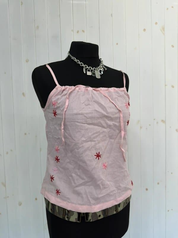 Topshop 90s pink cotton cami top