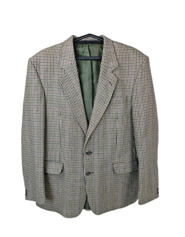 Brook Taverner Brook Taverner Men’s Blazer Jacket 42L Long Check Wool Blend Green Lined Tweed - 1