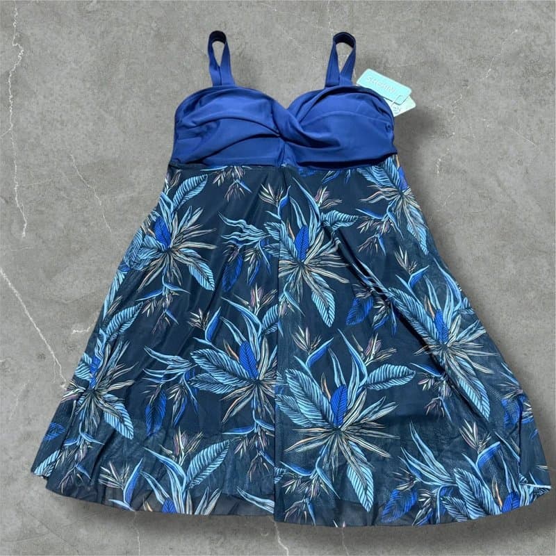 SHEKINI swim dress swimsuit navy floral tummy control upf50 shekini womens uk 8