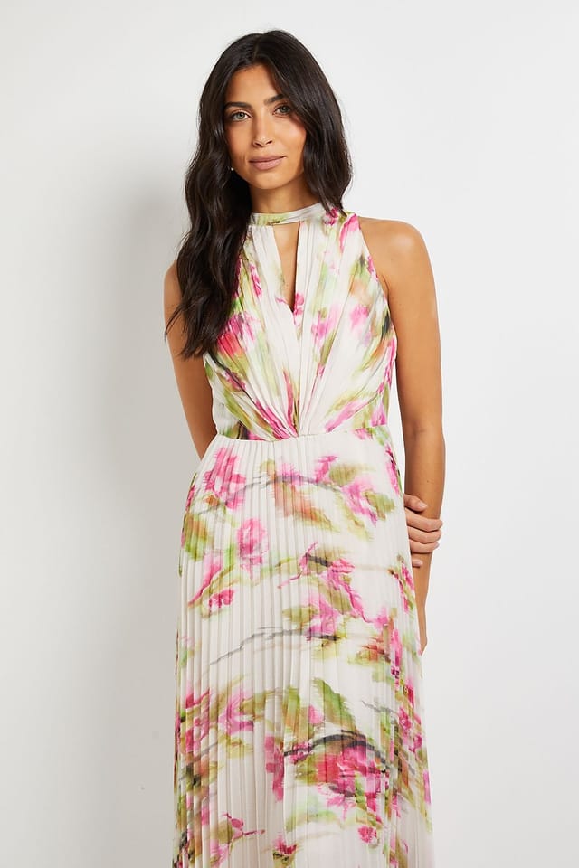 Wallis Wallis Women's Floral Print Pleated Maxi Dress in Ivory - 2