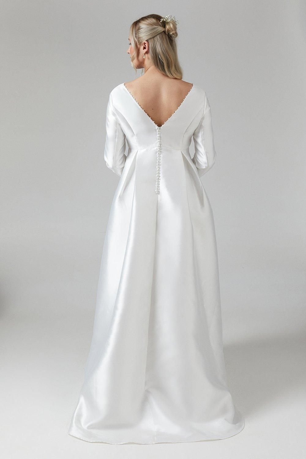 Coast Coast Women's Maternity Faux Pearl Detail Twill Wedding Dress in Ivory - 3